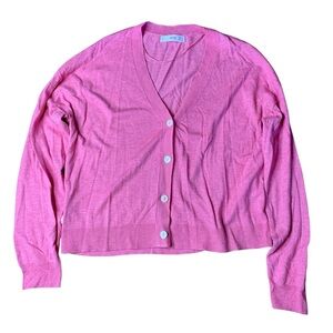 Mango MNG Pink V-Neck Button Front Cardigan Sweater - Size S